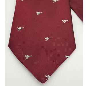 Vintage Jacquard Mens Neck Tie Kangaroo Made in Australia Dark Red polyester